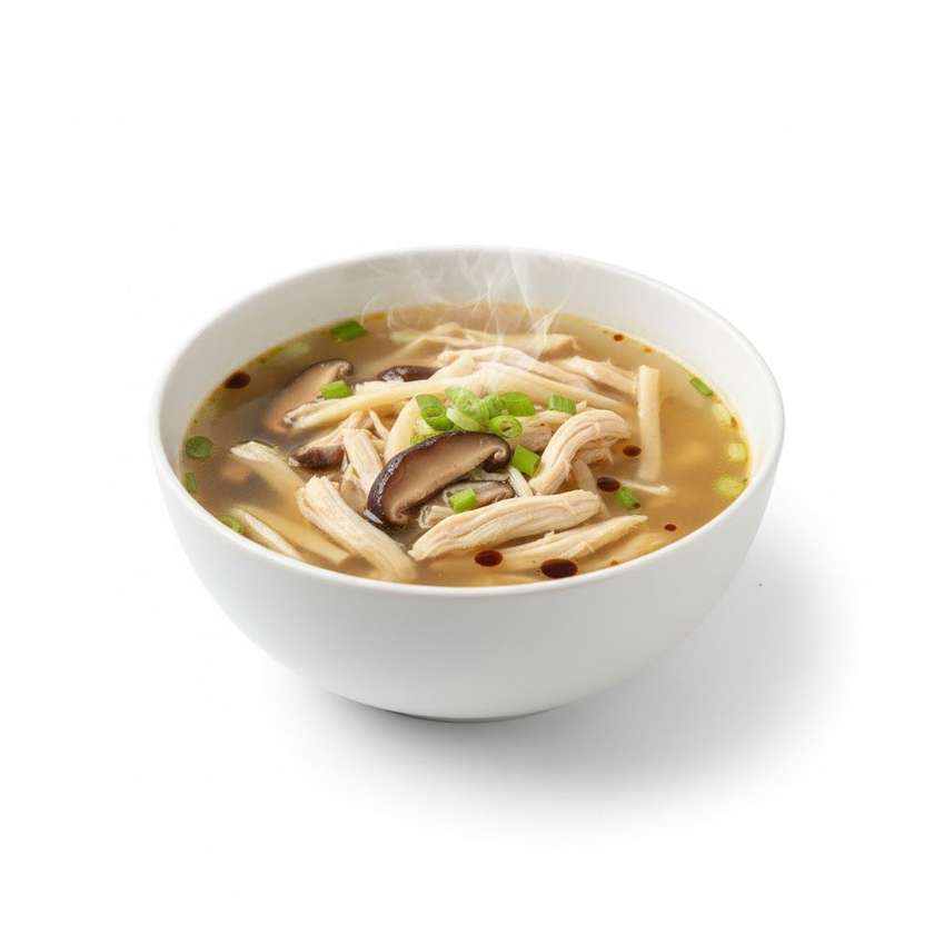 13. Kuracia polievka s bambusovými výhonkami a hubami