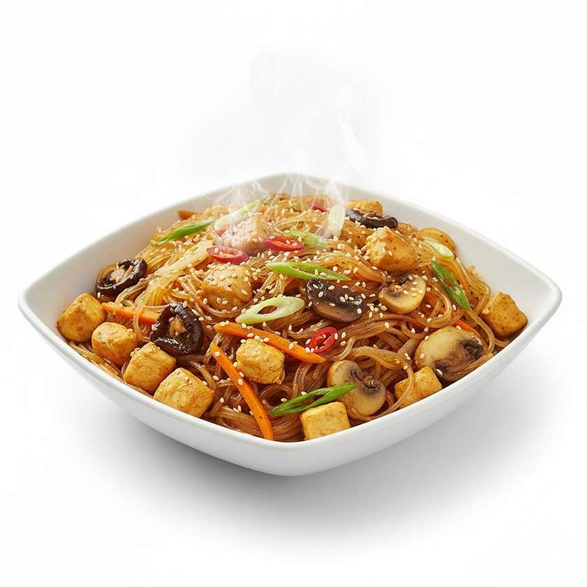 140A. Sklovité rezance s kuracím mäso,