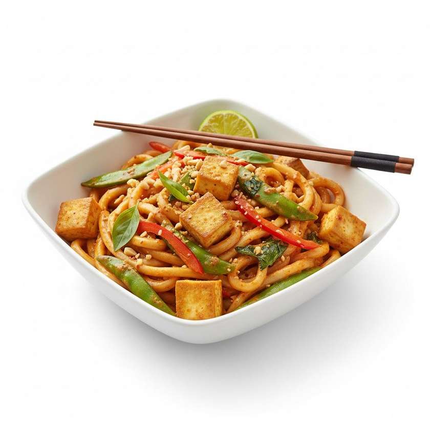114b.c Restované udon nudle s červené kari a tofu