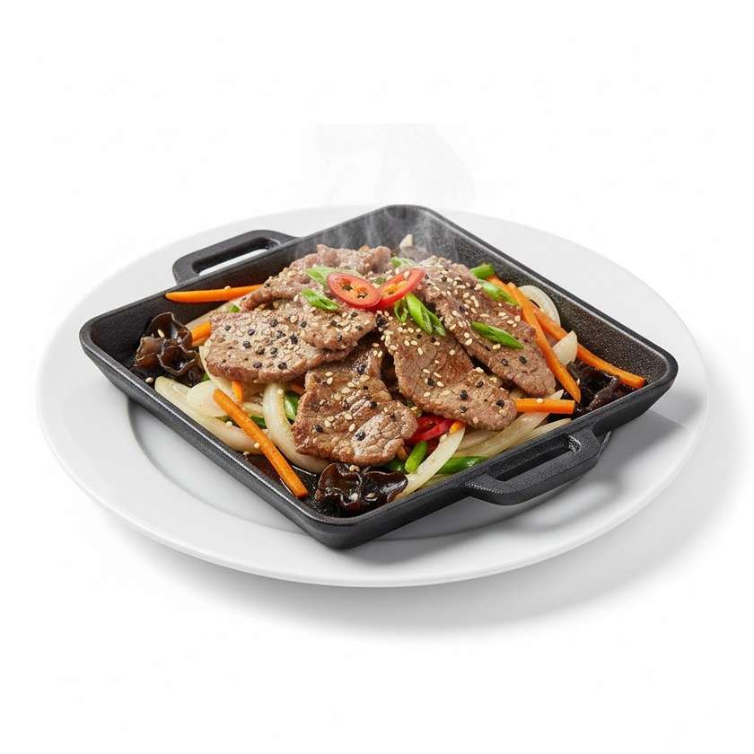 S9. Hovädzie mäso na železnej platni s čiernym korením