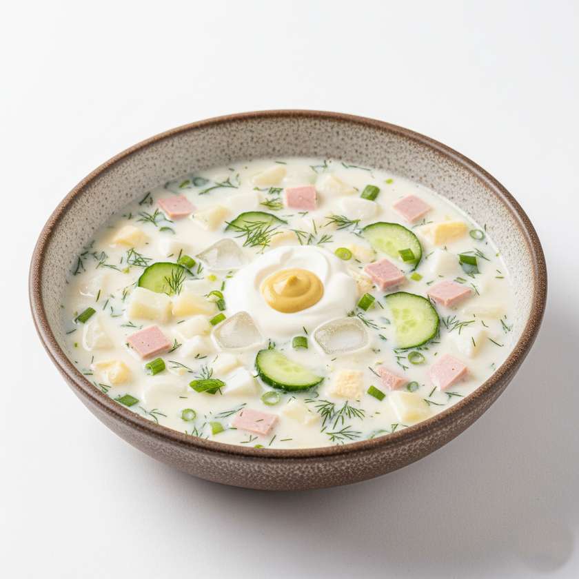 Okroshka with Kefir, Sour Cream
