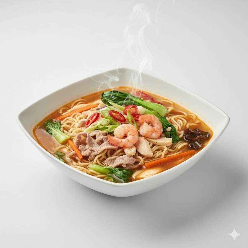 133 Polievka so špagetových rezancov s tromi druhmi mäso