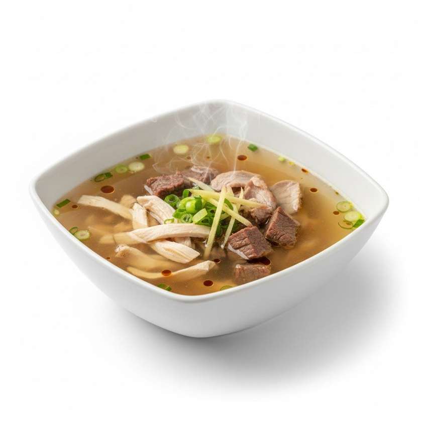 19. Polievka s jemne nakrájanými tromi druhmi mäso