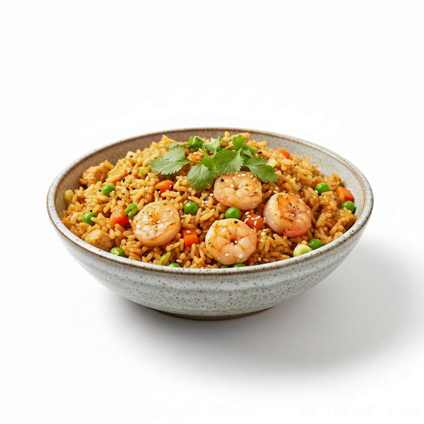 128. Pražená ryža s krevetami