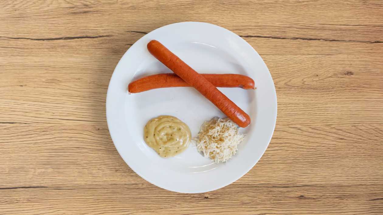 Debrecínské párky, hořčice a křen, 2 ks