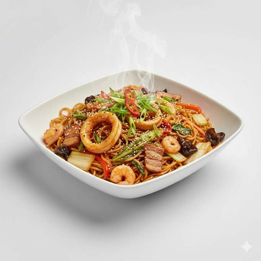 72A. Vypržané rezance z morskej ryby oliheň s bravčovým mäso