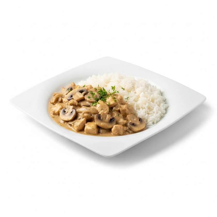 Kuřecí stroganov, rýže