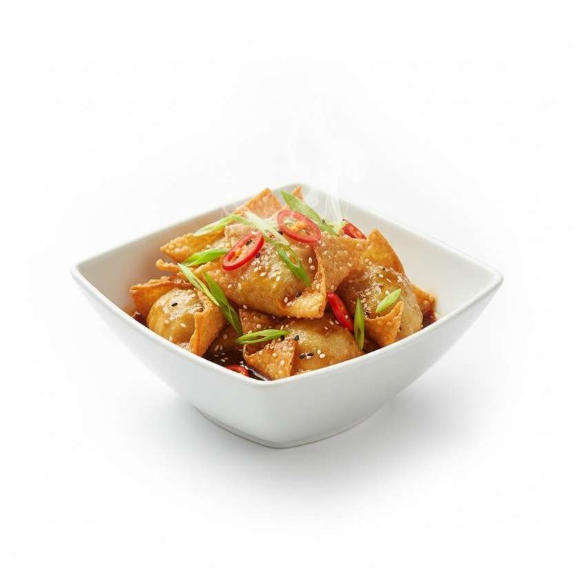 S6. Vyprážané huntun s tromi druhmi mäso