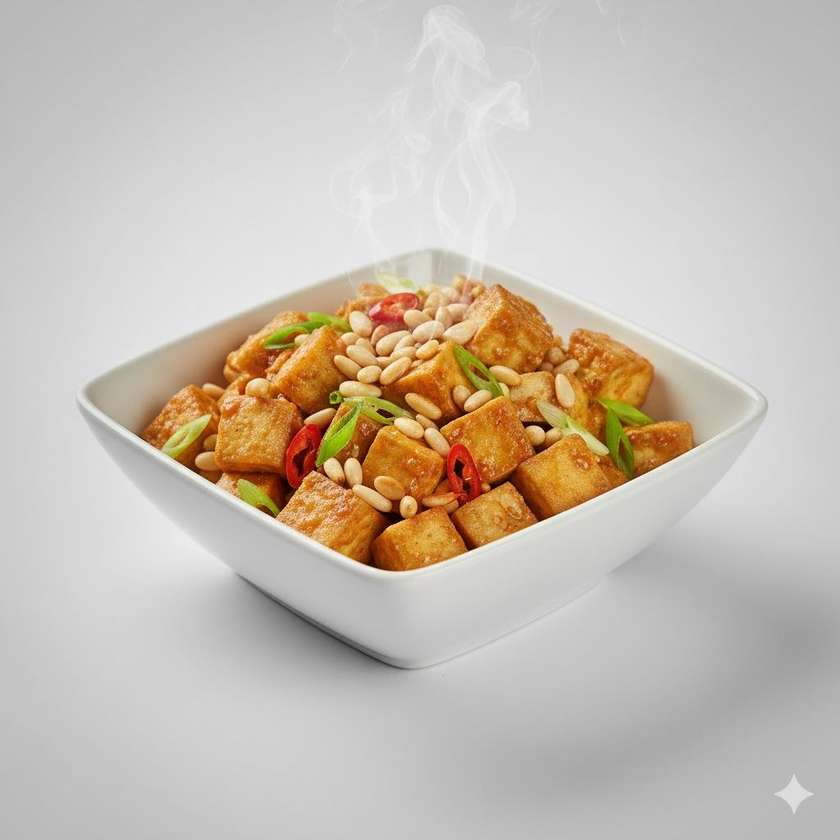 105. Pražené Tofu s píniovými orieškami