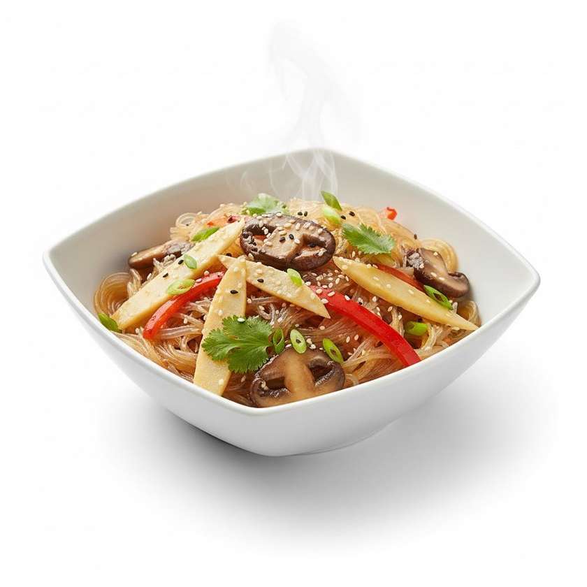 135 Sklovité rezance s bambusovými výhonkami a hubami