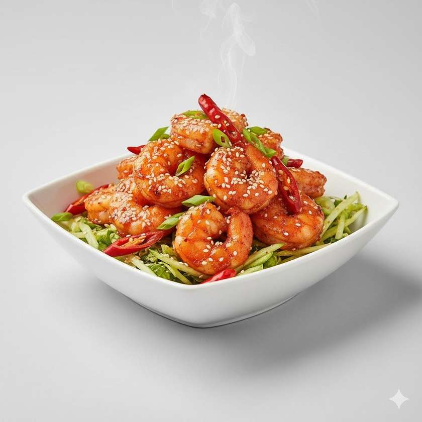 86. Veľké krevety so špeciálnym čínskym korením