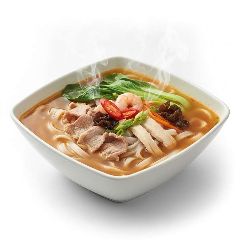 133A. Polievka s tromi druhmi mäso a ryžovými rezancami