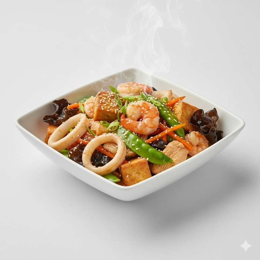 102. Tofu s tromi druhmi mäsa