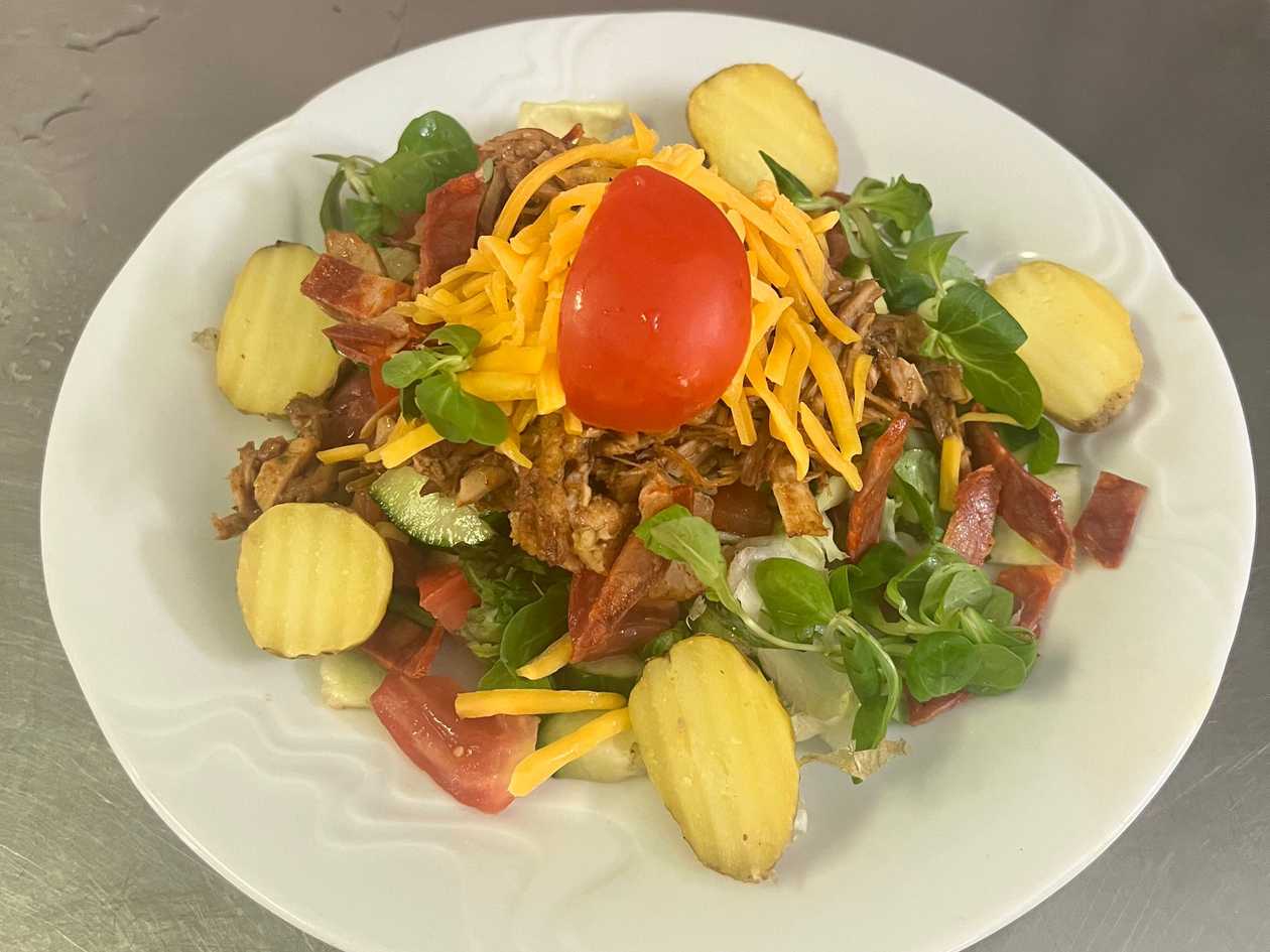 Copy of Copy of Roasted Pork Neck, Vegetables, Pepper Sauce, American Potato