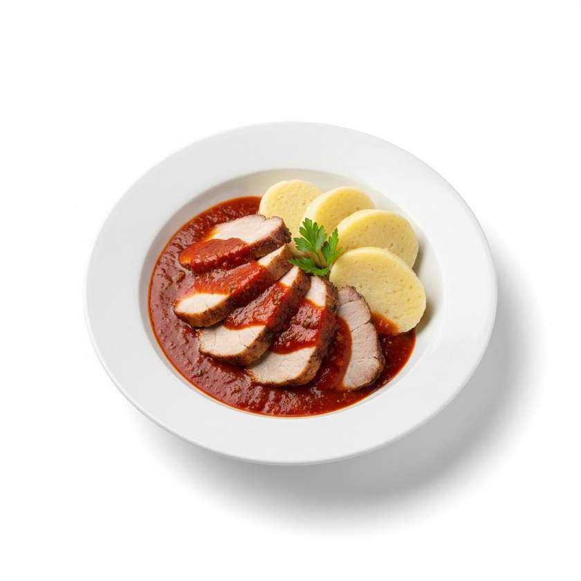 278. Bůček s rajčatovou omáčkou a rýží
