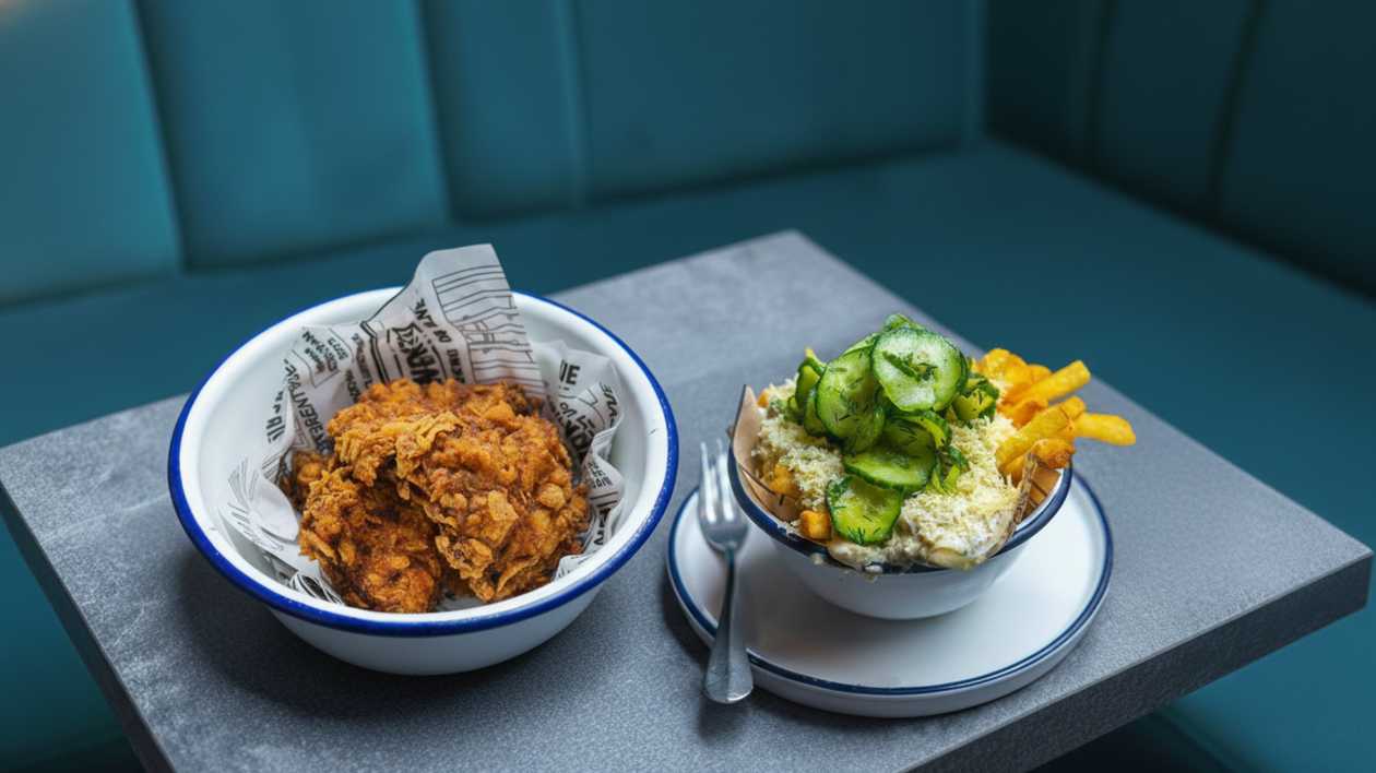 Väike krõbe kana & trühvlifriikad soolakurgiga