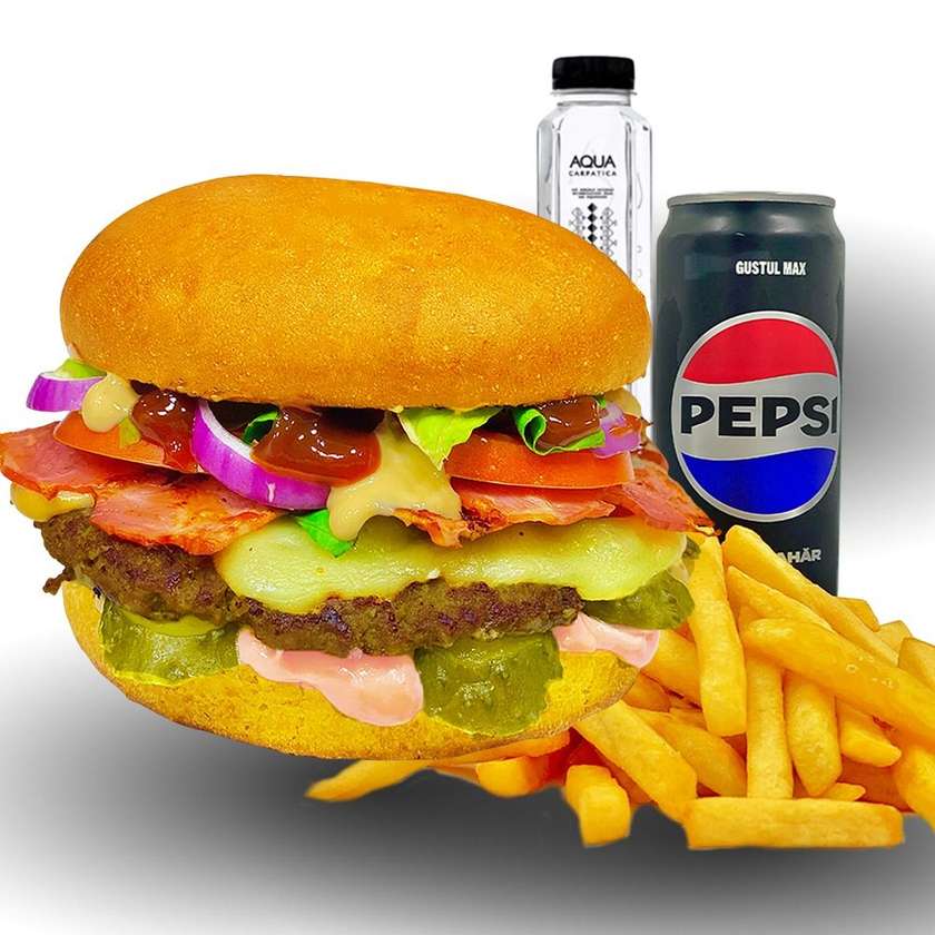 BBQ beef burger meal