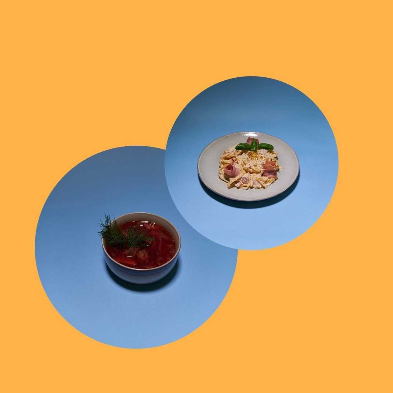 Soup of Choice + Pasta Carbonara