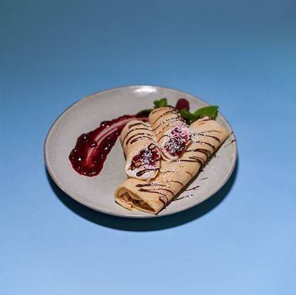 Pancakes with Cheesecake Cottage Cheese and Cherry Jam (2 pcs.)