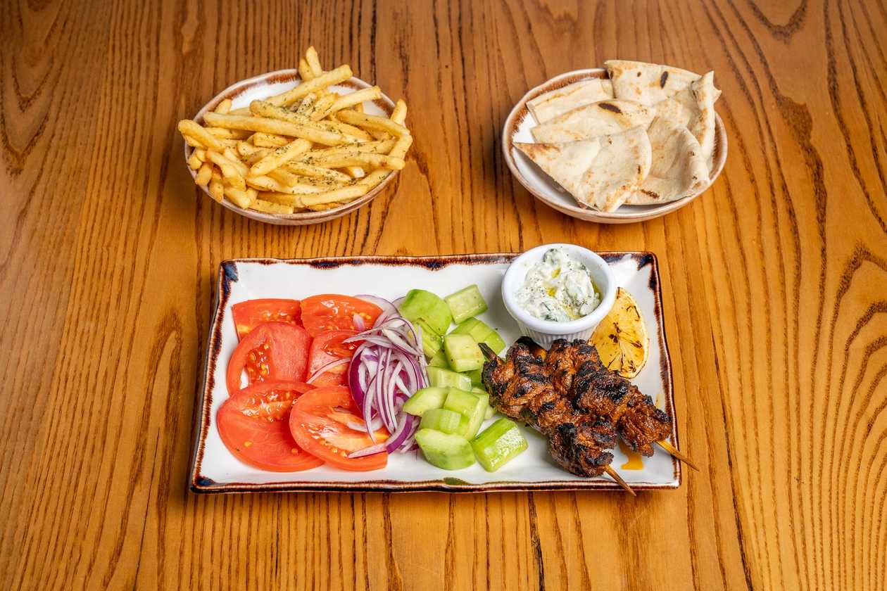 Beef Flank Souvlaki Plate