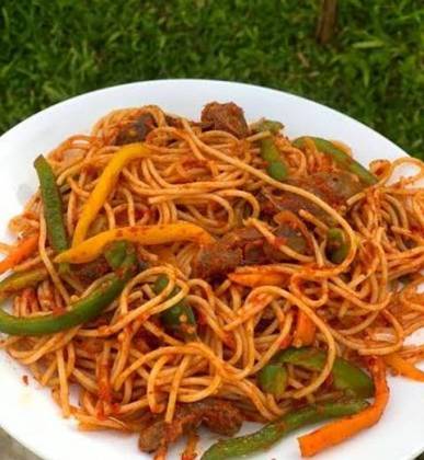 A.D. spicy special noodles with chicken wings