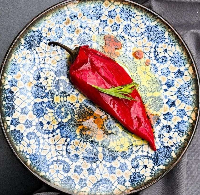 Baked Bell Pepper with Cream Cheese and Tarragon