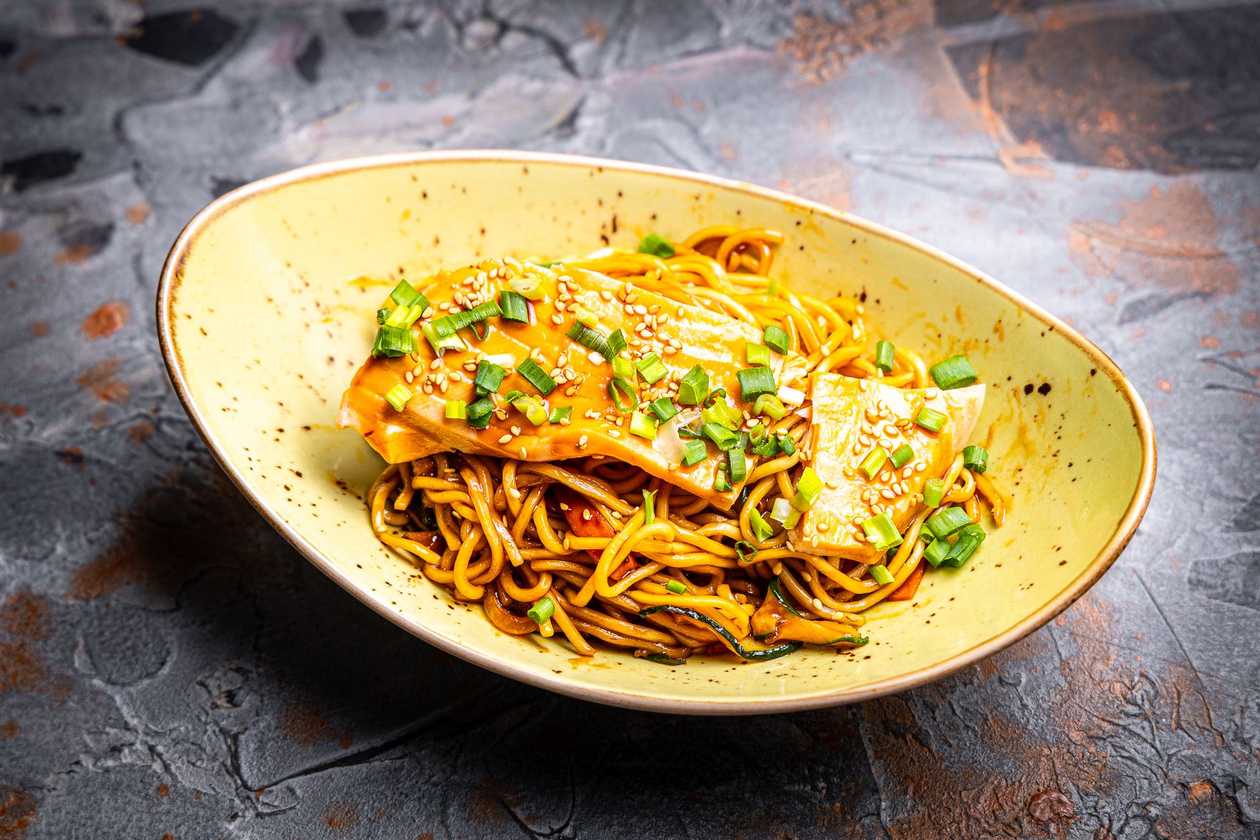 Salmon Yakisoba Noodles