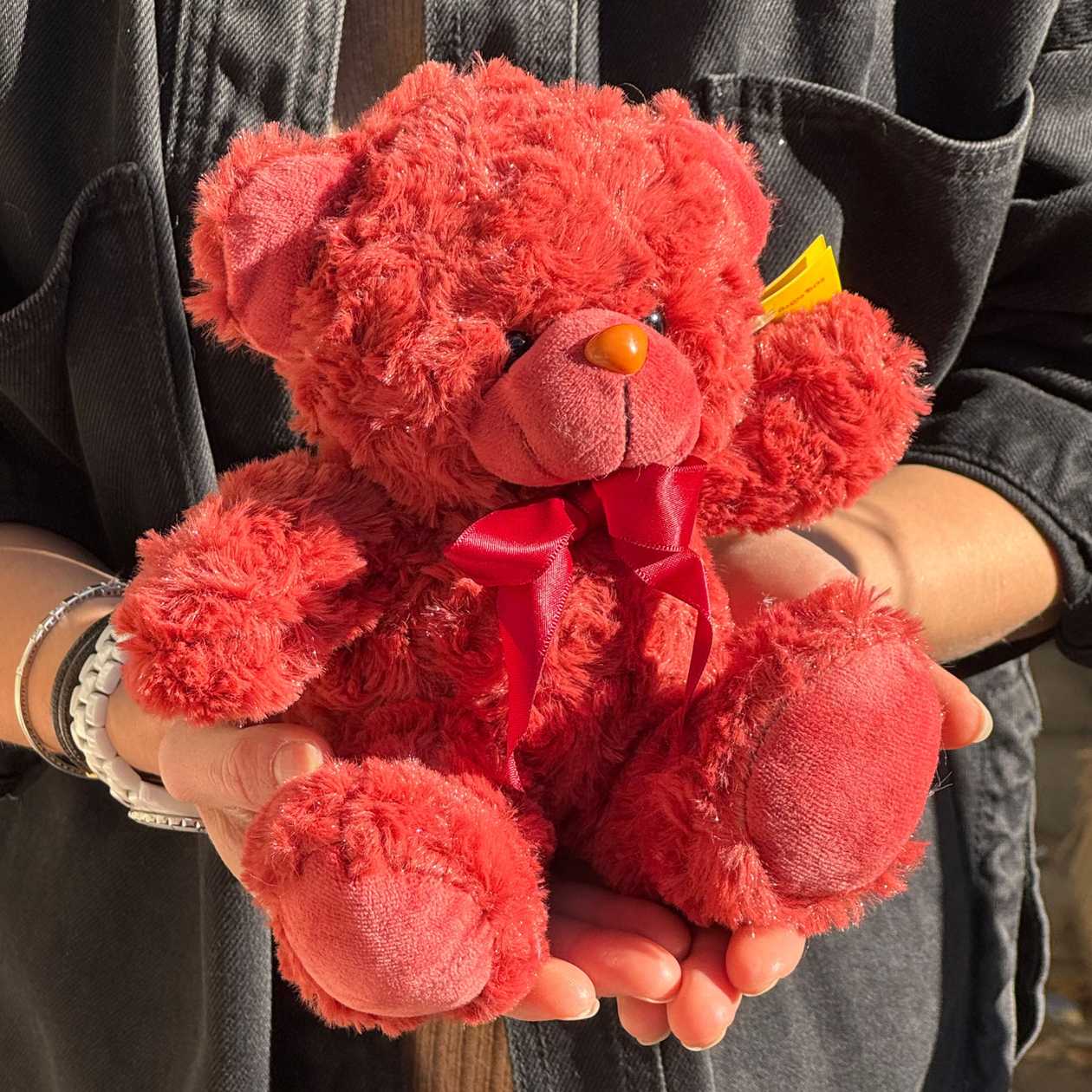 Soft toy teddy bear cherry color (19cm)