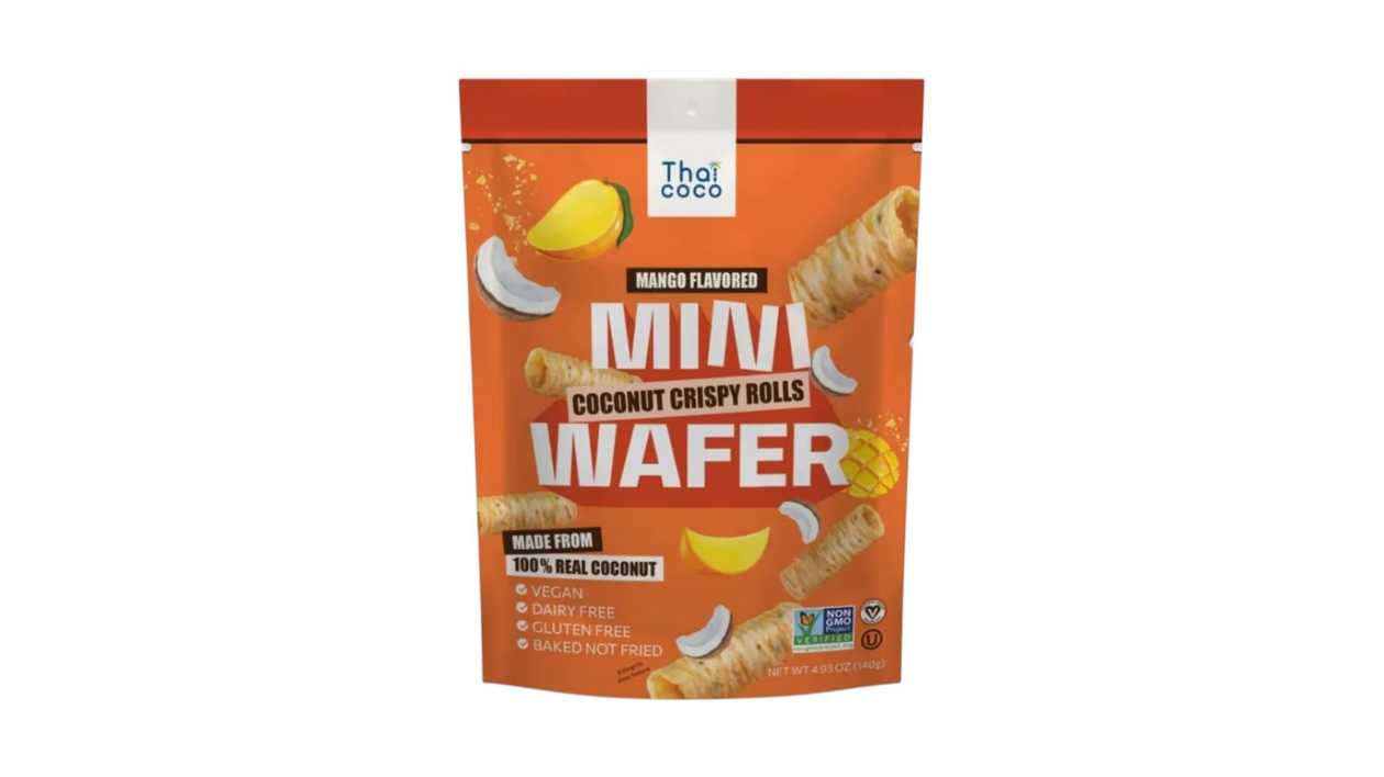 Thai Coco Crispy Coconut Rolls Mango Flavor, 140 g
