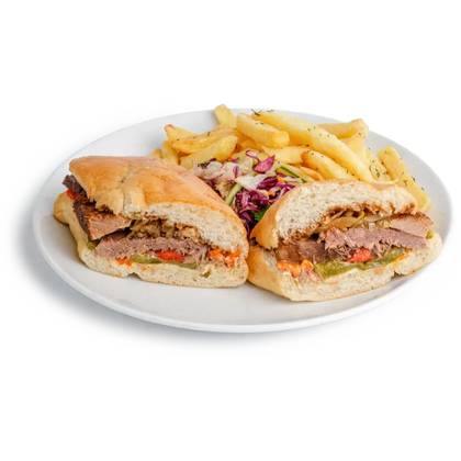 Beef Steak Sandwich in Rustic Ciabatta