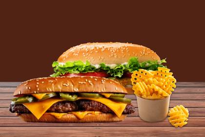 Long Chili Cheese Beef burger + Long Chicken burger + Crisscuts