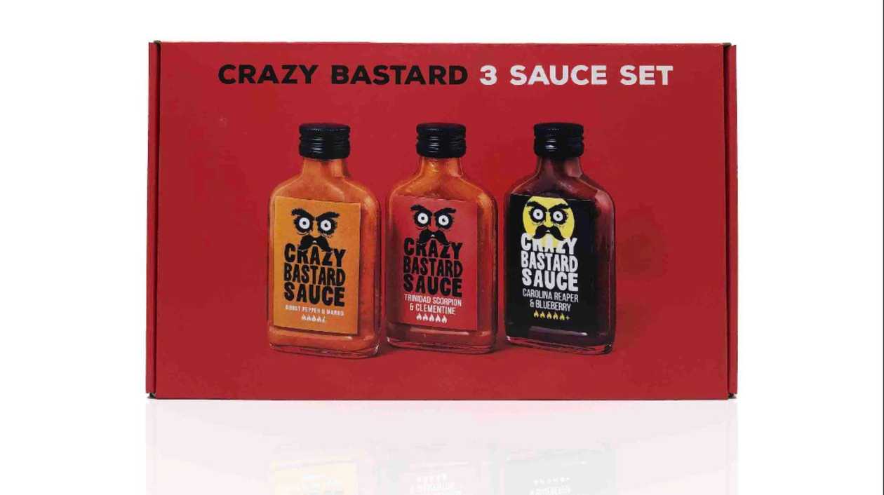 Crazy Bastard Set of 3 Hottest Sauces in Gift Box, 3 x 100 ml