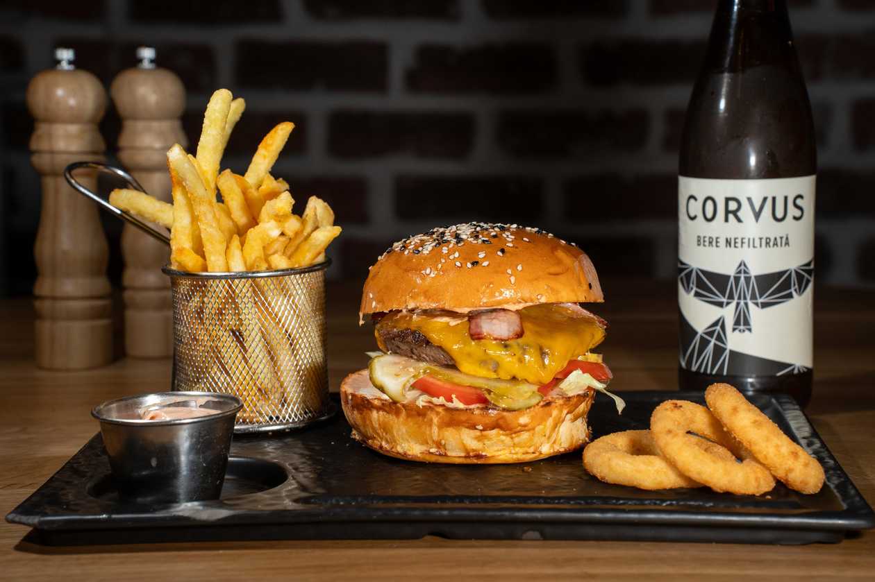 American Burger + Choice of Beer