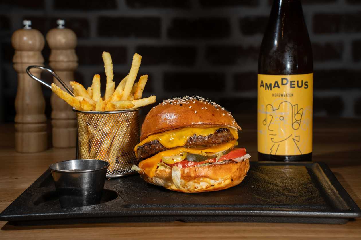 Cheeseburger + Beer on tap