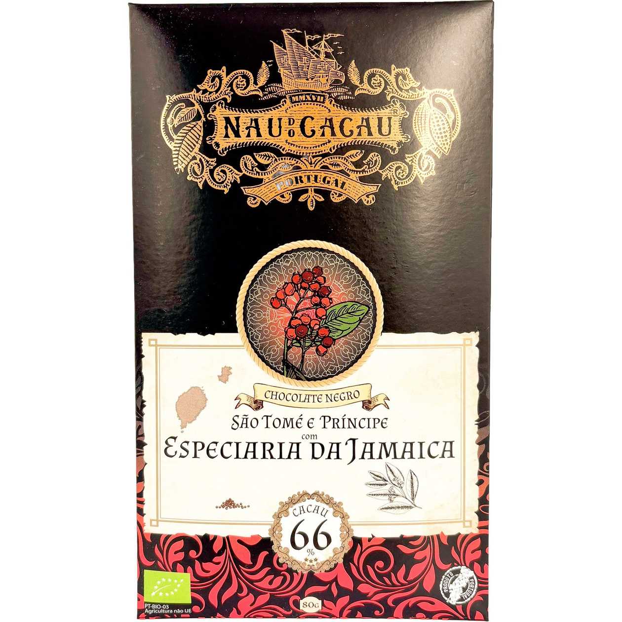 Chocolate Nau do Cacau Especiaria da Jamaica 66% 80g