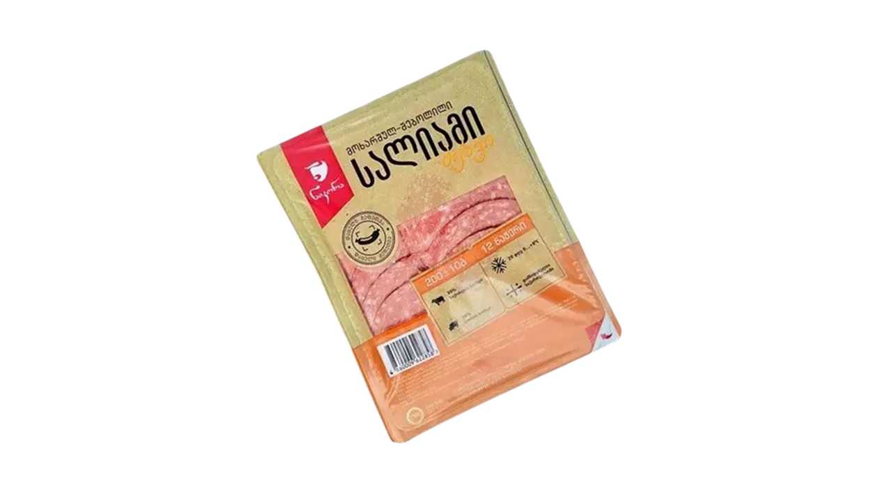 Cooked-smoked sausage "Saliami" sliced 200g Nikora (piece)