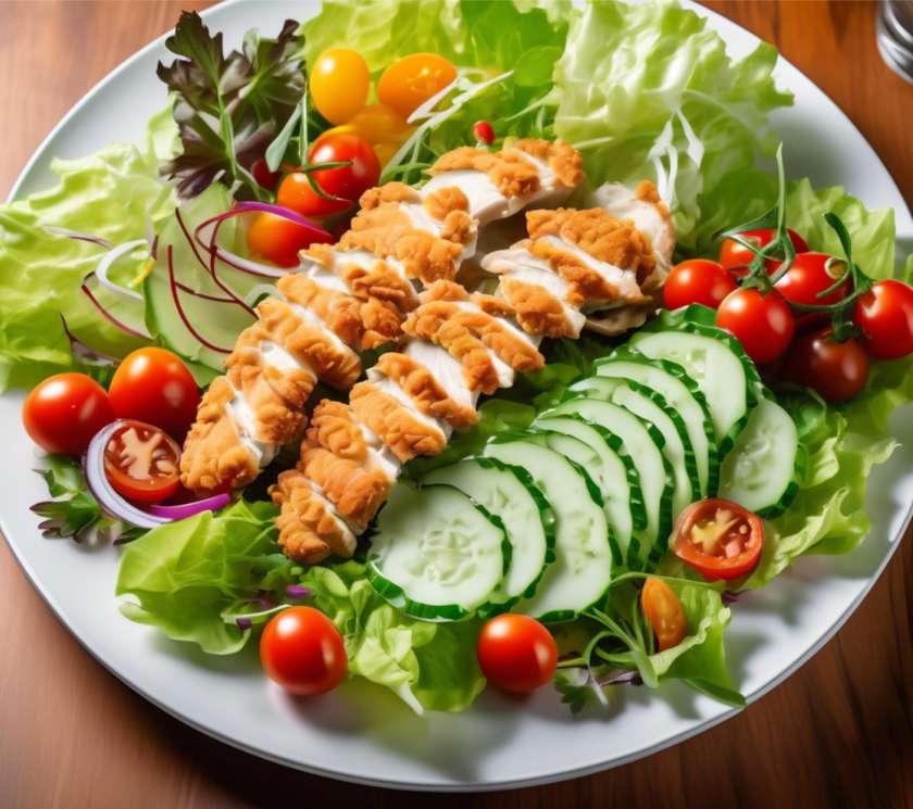 Salata cu crispy de pui 500g