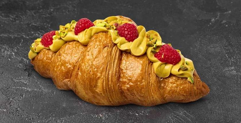 French Croissant with Pistachio and Raspberry