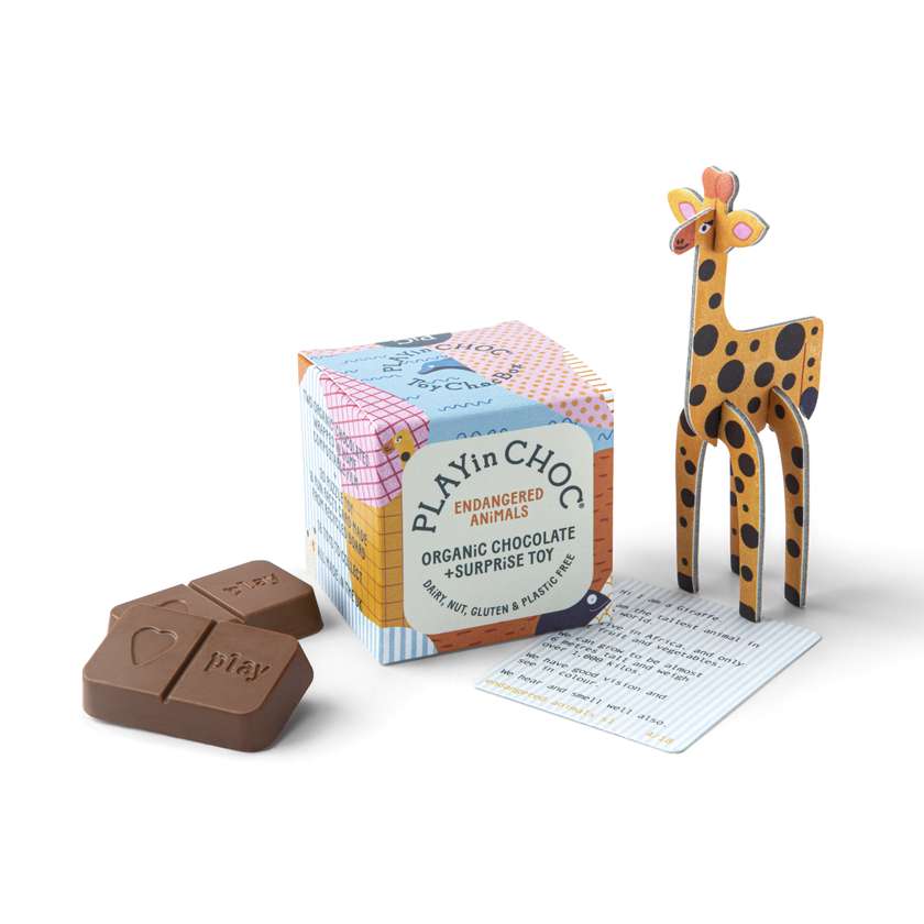 PLAYinCHOC Endangered Animals, 2x10g Bio-Chocolate+Surprise Toy