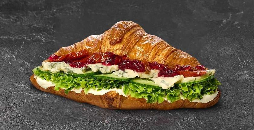 French Croissant with Blue Mould Cheese and Cranberries