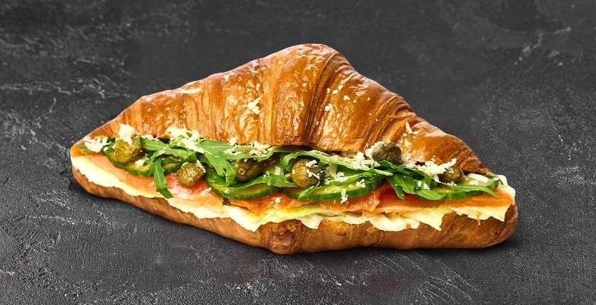 French Croissant with Salmon and Capers