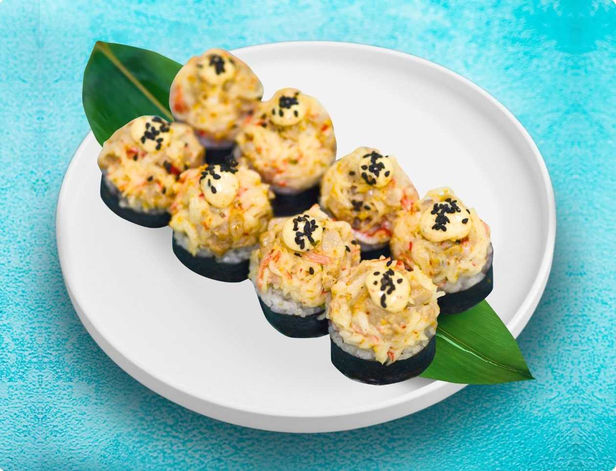 Küpsetatud sushi tuunikala ja krabiga (8 tk)