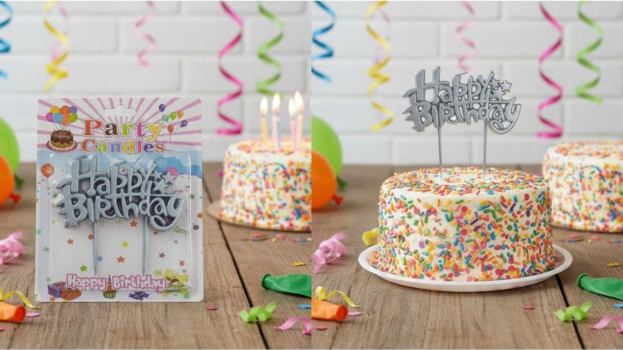 Happy Birthday Candle - Gray