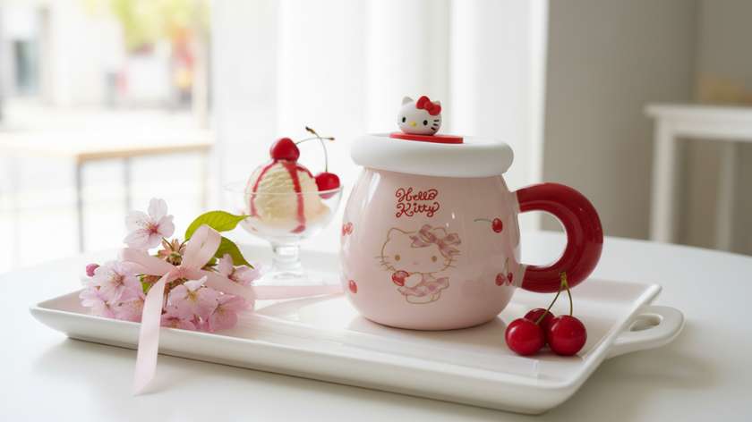 Hello Kitty Light Pink Cup with Red Cherry Straw