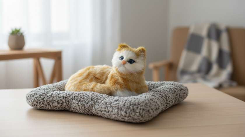 Sleeping Cat Toy with Sound - Yellow