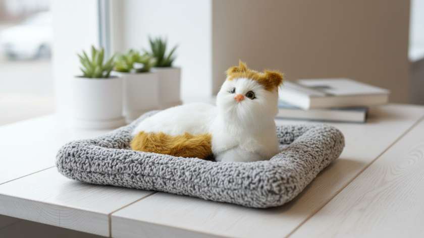 Sleeping Cat Toy (with Sound) - White