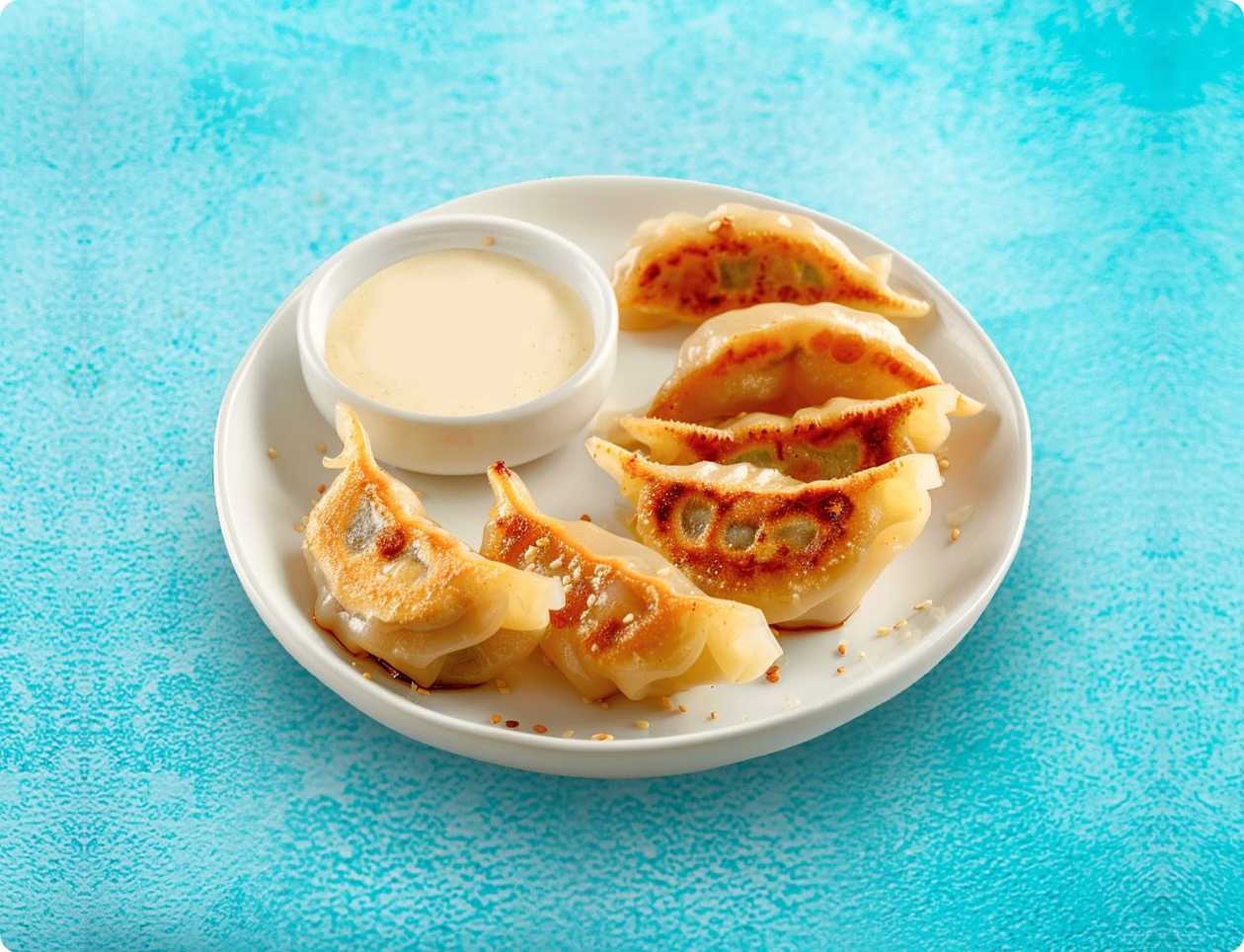 Gyoza kanaga ja sealihaga (7 tk) + valge kaste