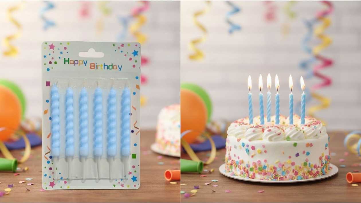 6-Piece Cake Candle Set Blue
