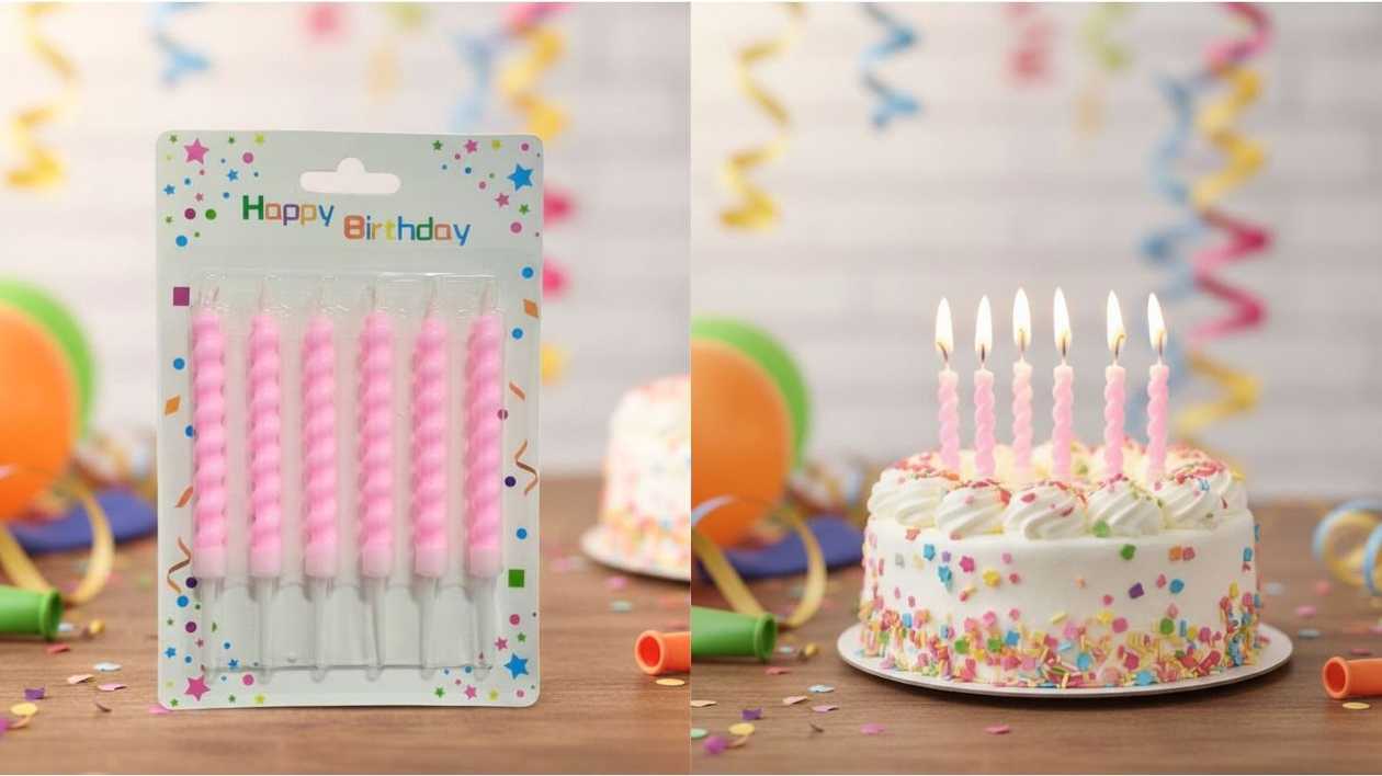 Cake Candles Set of 6, Pink