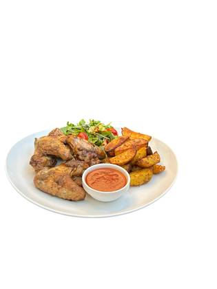 Chicken Wings with Spicy Sauce and Baked Potatoes 350g